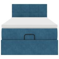 Османска легло с матрак, тъмносиньо, 80x200 см, кадифе