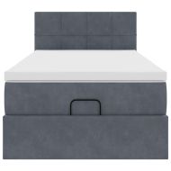 Османска легло с матрак, тъмносиво, 90x190 см, кадифе