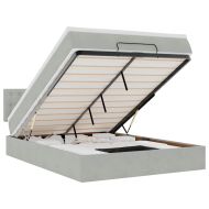 Османско легло с матрак Светло сиво 140x190 cm Кадифе