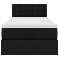 Османска легло с матраци&LED, черно, 90x190 см, изкуствена кожа