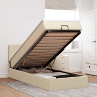 Османска легло с матрак и LED, кремаво, 80x200 см, плат