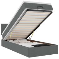 Османска легло с матрак и LED, тъмносиво, 90x190 см, плат