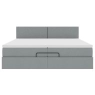 Османска легло с матрак и LED, светлосиво, 200x200 см, плат