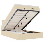 Османска легло с матрак и LED, кремаво, 120x200 см, плат