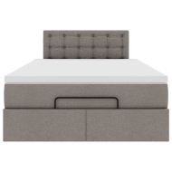 Османска легло с матрак и LED, таупе, 120x200 см, плат