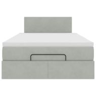 Османска легло с матрак и LED, светлосиво, 120x190 см, кадифе