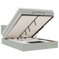 Османска легло с матрак и LED, светлосиво, 140x190 см, кадифе