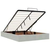 Османска легло с матрак и LED, светлосиво, 140x190 см, кадифе