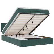 Османска легло с матрак и LED, тъмнозелено, 140x190 см, кадифе