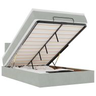Османска легло с матрак и LED, светлосиво, 120x190 см, кадифе