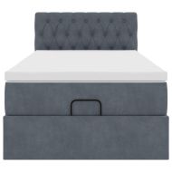 Османска легло с матрак и LED, тъмносиво, 90x190 см, кадифе