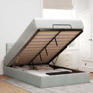 Османска легло с матрак и LED, светлосиво, 120x190 см, кадифе