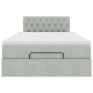 Османска легло с матрак и LED, светлосиво, 120x190 см, кадифе