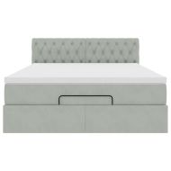 Османска легло с матрак и LED, светлосиво, 140x190 см, кадифе