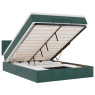 Османска легло с матрак и LED, тъмнозелено, 140x190 см, кадифе