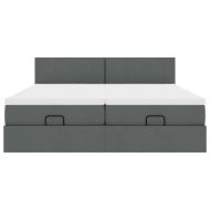 Османска легло с матраци и LED, тъмносиво, 160x200 см, плат