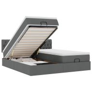 Османска легло с матраци и LED, тъмносиво, 160x200 см, плат