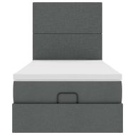 Османска легло с матрак, тъмносиво, 90x190 см, плат