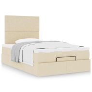 Османска легло с матрак, кремаво, 120x200 см, плат