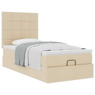 Османска легло с матрак, кремаво, 80x200 см, плат