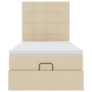 Османска легло с матрак, кремаво, 80x200 см, плат