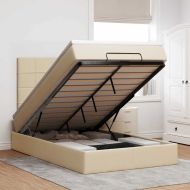 Османска легло с матрак, кремаво, 120x200 см, плат