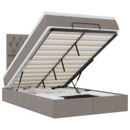 Османска легло с матрак, таупе, 120x200 см, плат