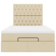 Османска легло с матрак, кремаво, 120x200 см, плат