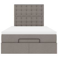 Османска легло с матрак, таупе, 120x200 см, плат