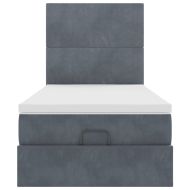 Османска легло с матраци, тъмносиво, 90x190 см, кадифе