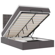 Османска легло с матрак&LED, сиво, 120x190 см, изкуствена кожа