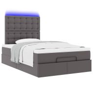Османска легло с матрак&LED, сиво, 120x190 см, изкуствена кожа
