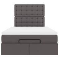 Османска легло с матрак&LED, сиво, 120x190 см, изкуствена кожа