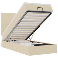 Османска легло с матрак и LED, кремаво, 80x200 см, плат