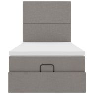 Османска легло с матрак и LED, таупе, 90x200 см, плат