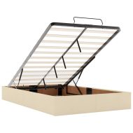 Османска легло с матрак и LED, кремаво, 120x200 см, плат