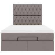 Османска легло с матрак и LED, таупе, 120x200 см, плат