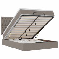 Османска легло с матрак и LED, кафяво, 140x190 см, плат