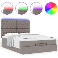 Османска легло с матрак и LED, кафяво, 140x190 см, плат