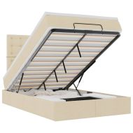 Османска легло с матрак и LED, кремаво, 120x200 см, плат