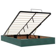 Османска легло с матраци и LED, тъмнозелено, 140x190 см, кадифе