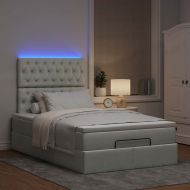 Османска легло с матраци и LED, светлосиво, 120x190 см, кадифе
