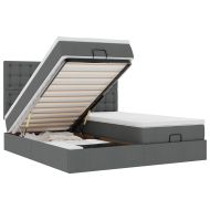 Османска легло с матраци и LED, тъмносиво, 160x200 см, плат