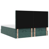 Османска легло с матраци и LED, тъмнозелено, 160x200 см, кадифе