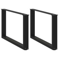 Крака за масичка за кафе, U-образни, 2 бр., черни, 60 x (42-43) см, стомана