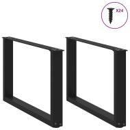 Крака за масичка за кафе, U-образни, 2 бр., черни, 60 x (42-43) см, стомана