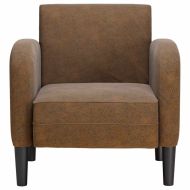 Разтегателен диван с подлакътници кафяв 54 см изкуствена кожа