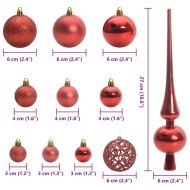 Комплект коледни топки 120 pcs Червено Пластмаса