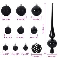 Комплект коледни топки 61 pcs Черно Пластмаса