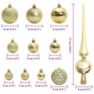 Комплект коледни топки 61 pcs Златист Пластмаса
